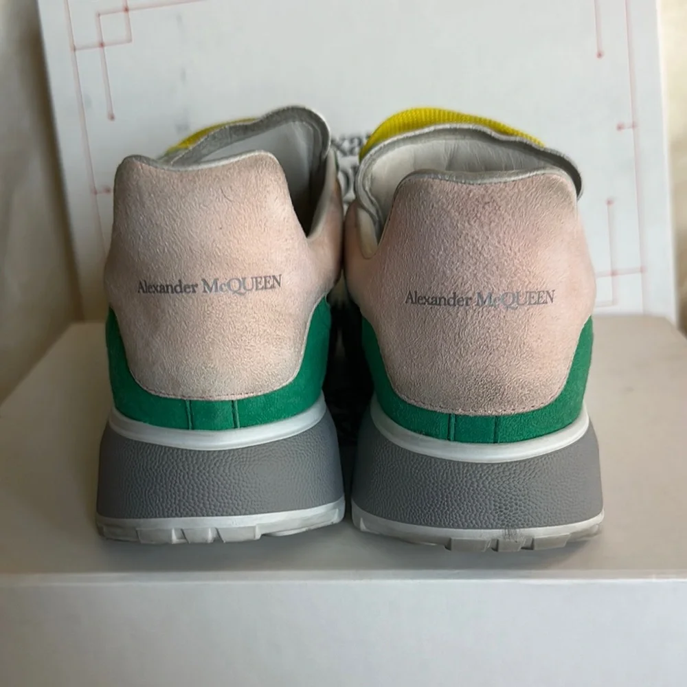 Alexander McQueen Green and Cream Sneakers with Yellow Laces - Picture 2 of 5